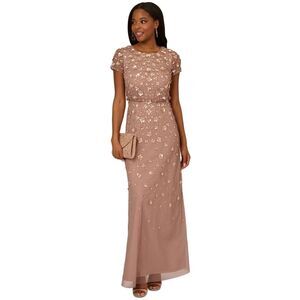 Adrianna Papell Blush Rose Embellished Strapless Evening Gown